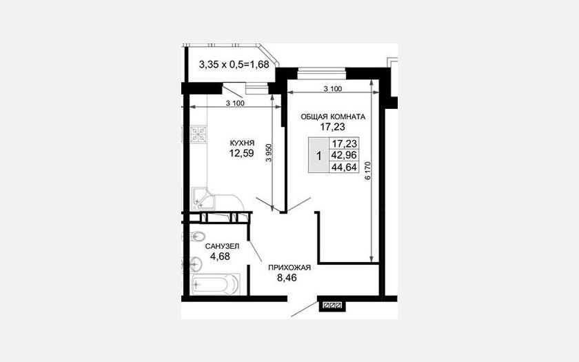 <span>Продается 1-комн. квартира,</span><span>44.64 м², 7/19 этаж </span> фото 15