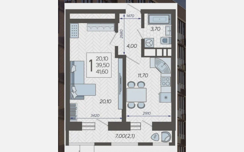<span>Продается 1-комн. квартира,</span><span>41 м², 9/12 этаж </span> фото 16