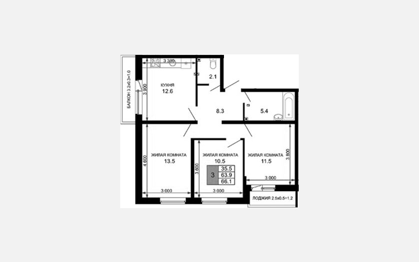 <span>Продается 3-комн. квартира,</span><span>63.90 м², 2/16 этаж </span> фото 0
