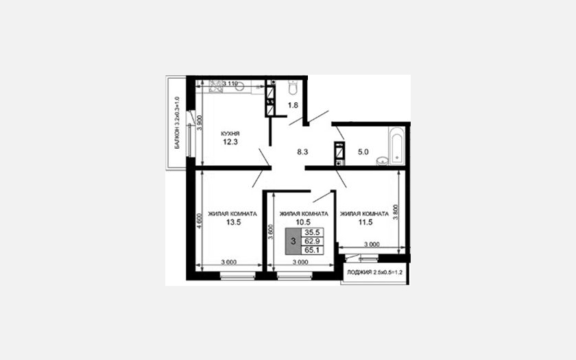 <span>Продается 3-комн. квартира,</span><span>62.90 м², 6/16 этаж </span> фото 0