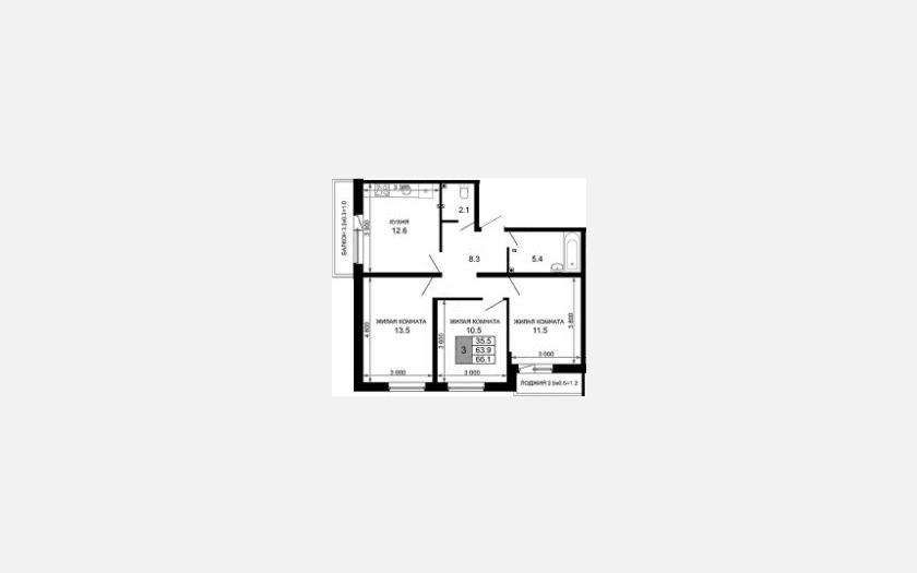 <span>Продается 3-комн. квартира,</span><span>63.90 м², 2/16 этаж </span> фото 0