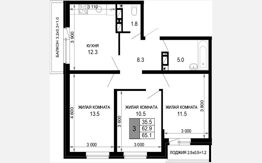 <span>Продается 3-комн. квартира,</span><span>62.90 м², 12/16 этаж </span> фото 0