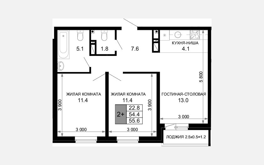 <span>Продается 3-комн. квартира,</span><span>54.40 м², 14/16 этаж </span> фото 0