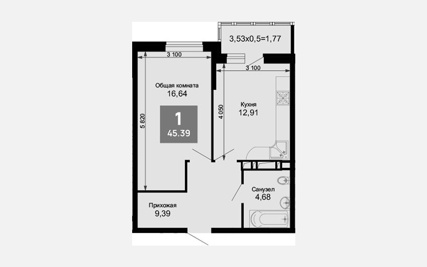 <span>Продается 1-комн. квартира,</span><span>43.62 м², 13/15 этаж </span> фото 0