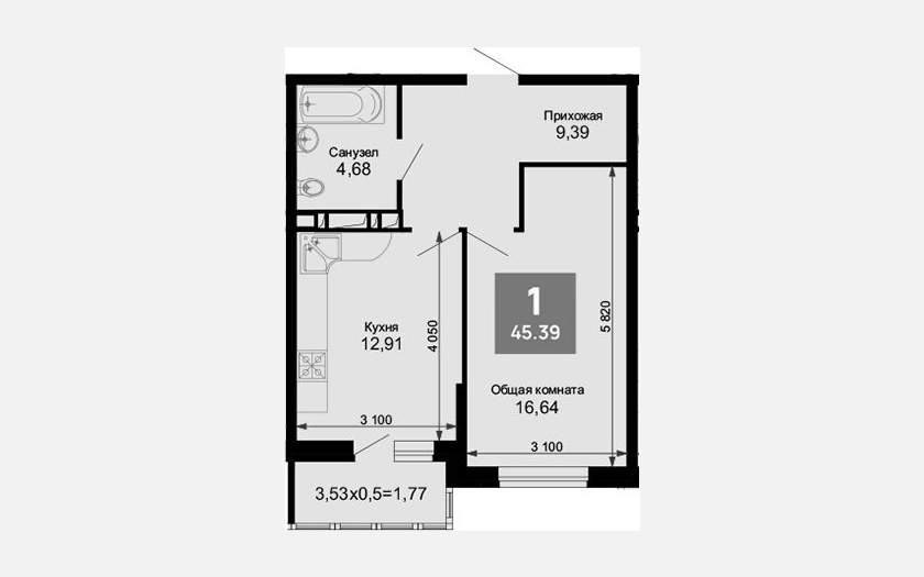 <span>Продается 1-комн. квартира,</span><span>43.62 м², 14/15 этаж </span> фото 0