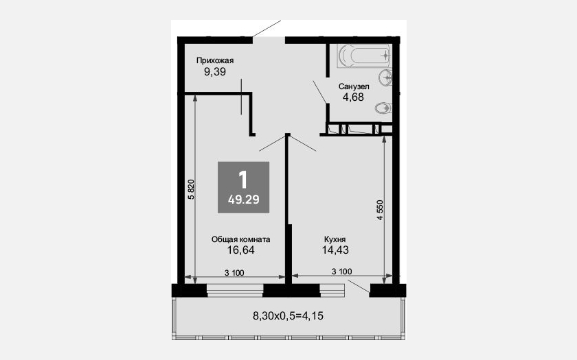 <span>Продается 1-комн. квартира,</span><span>45.14 м², 15/15 этаж </span> фото 0