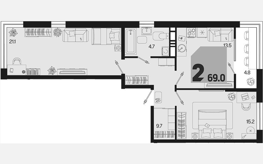 <span>Продается 2-комн. квартира,</span><span>64.20 м², 6/18 этаж </span> фото 0