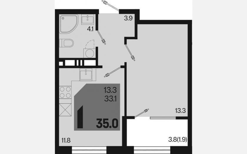 <span>Продается 1-комн. квартира,</span><span>33.10 м², 6/9 этаж </span> фото 0
