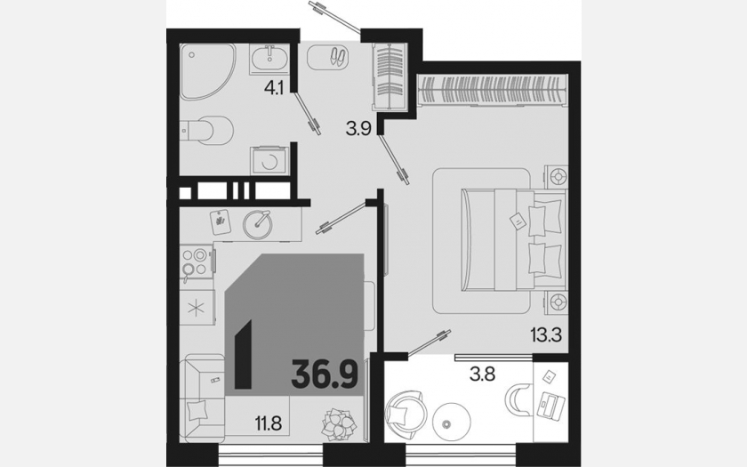 <span>Продается 1-комн. квартира,</span><span>33.10 м², 8/9 этаж </span> фото 0