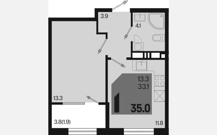 <span>Продается 1-комн. квартира,</span><span>33.10 м², 6/9 этаж </span> фото 0