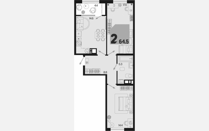 <span>Продается 2-комн. квартира,</span><span>60.10 м², 9/9 этаж </span> фото 0