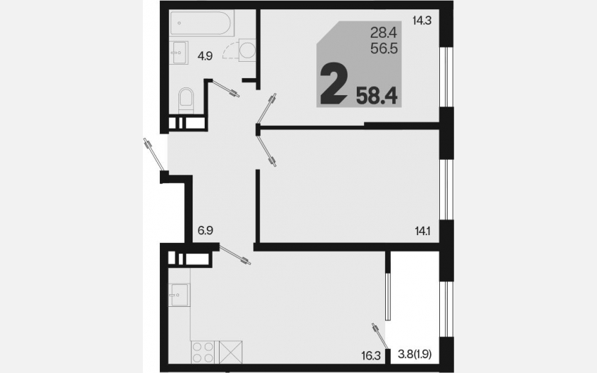 <span>Продается 3-комн. квартира,</span><span>56.50 м², 17/18 этаж </span> фото 0