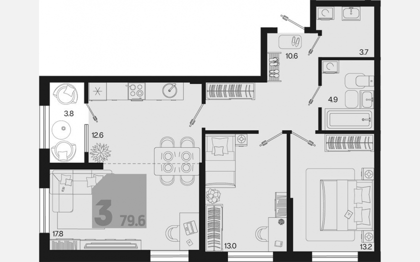 <span>Продается 3-комн. квартира,</span><span>75.80 м², 2/18 этаж </span> фото 0