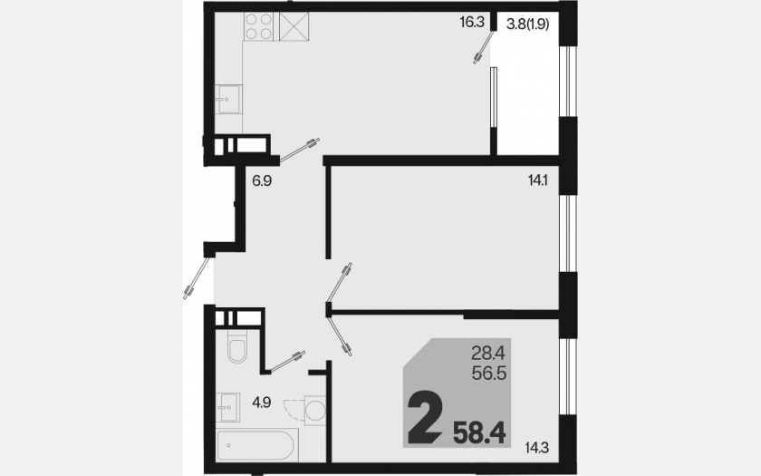 <span>Продается 3-комн. квартира,</span><span>56.50 м², 13/18 этаж </span> фото 0