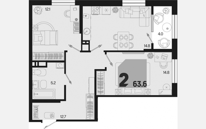 <span>Продается 2-комн. квартира,</span><span>59.60 м², 4/18 этаж </span> фото 0