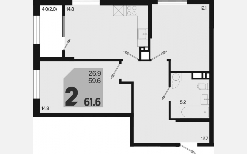 <span>Продается 2-комн. квартира,</span><span>59.60 м², 15/18 этаж </span> фото 0