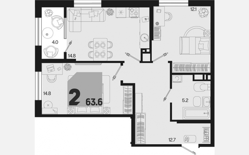 <span>Продается 2-комн. квартира,</span><span>59.60 м², 9/18 этаж </span> фото 0