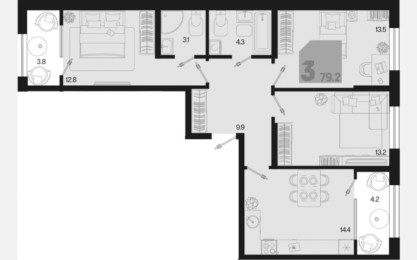 <span>Продается 3-комн. квартира,</span><span>71.20 м², 2/9 этаж </span> фото 0