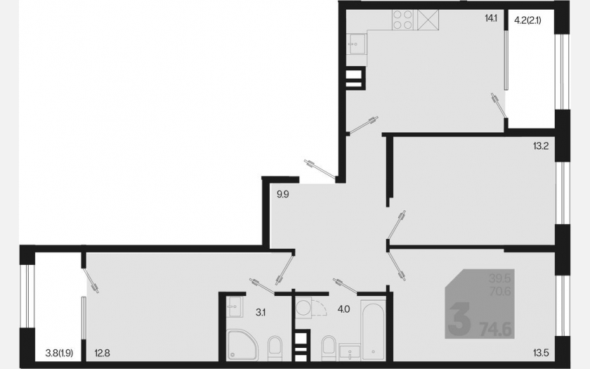<span>Продается 3-комн. квартира,</span><span>70.60 м², 3/9 этаж </span> фото 0