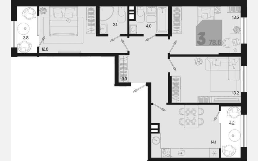 <span>Продается 3-комн. квартира,</span><span>70.60 м², 4/9 этаж </span> фото 0