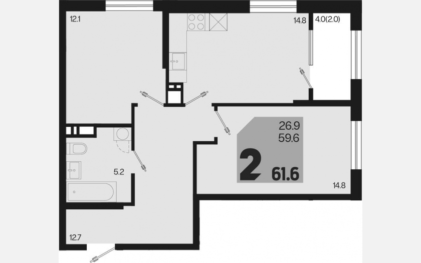 <span>Продается 2-комн. квартира,</span><span>59.60 м², 14/18 этаж </span> фото 0
