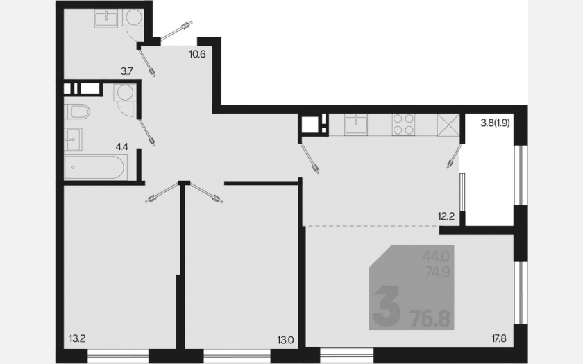 <span>Продается 3-комн. квартира,</span><span>74.90 м², 15/18 этаж </span> фото 0