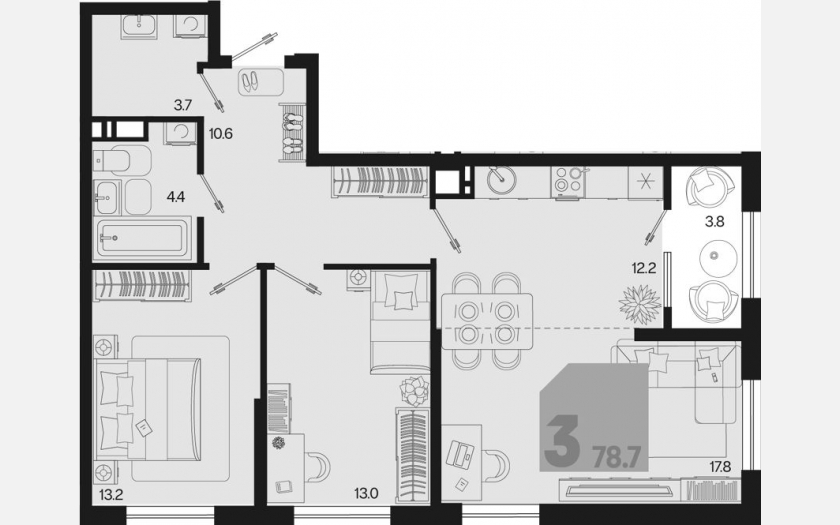 <span>Продается 3-комн. квартира,</span><span>74.90 м², 9/18 этаж </span> фото 0