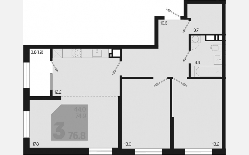 <span>Продается 3-комн. квартира,</span><span>74.90 м², 6/18 этаж </span> фото 0