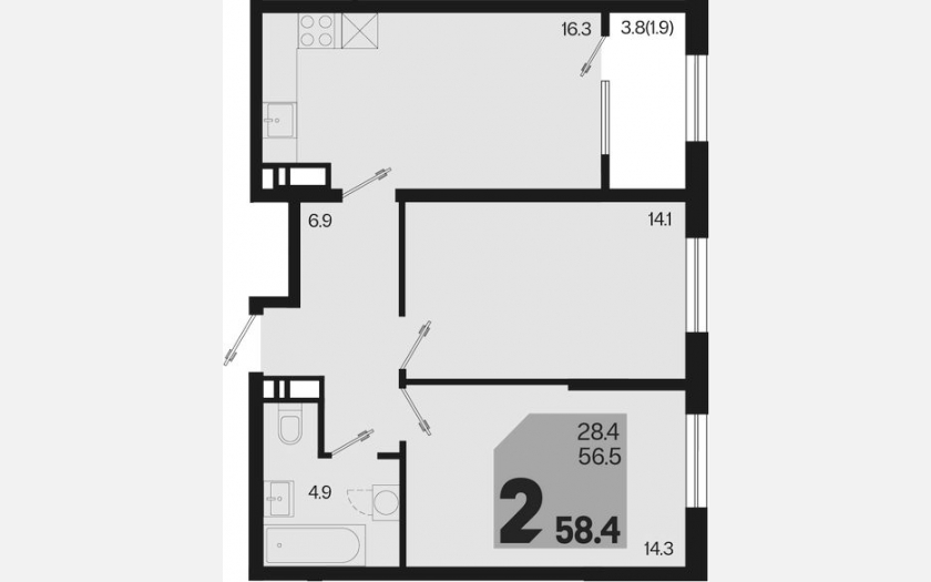 <span>Продается 3-комн. квартира,</span><span>56.50 м², 17/18 этаж </span> фото 0