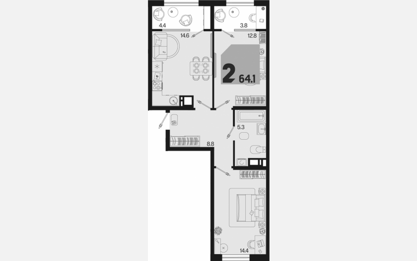 <span>Продается 2-комн. квартира,</span><span>55.90 м², 3/9 этаж </span> фото 0