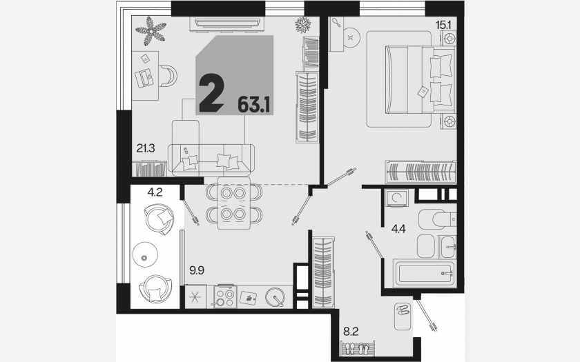 <span>Продается 2-комн. квартира,</span><span>58.90 м², 8/18 этаж </span> фото 0
