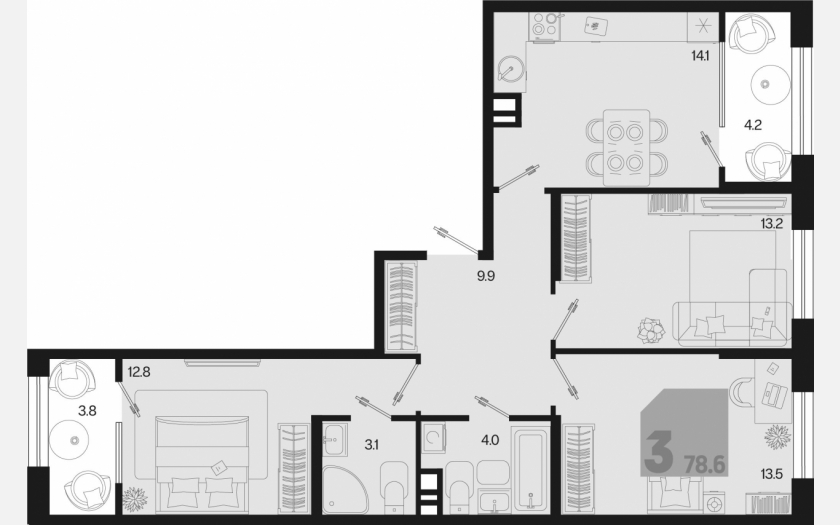 <span>Продается 3-комн. квартира,</span><span>70.60 м², 9/9 этаж </span> фото 0
