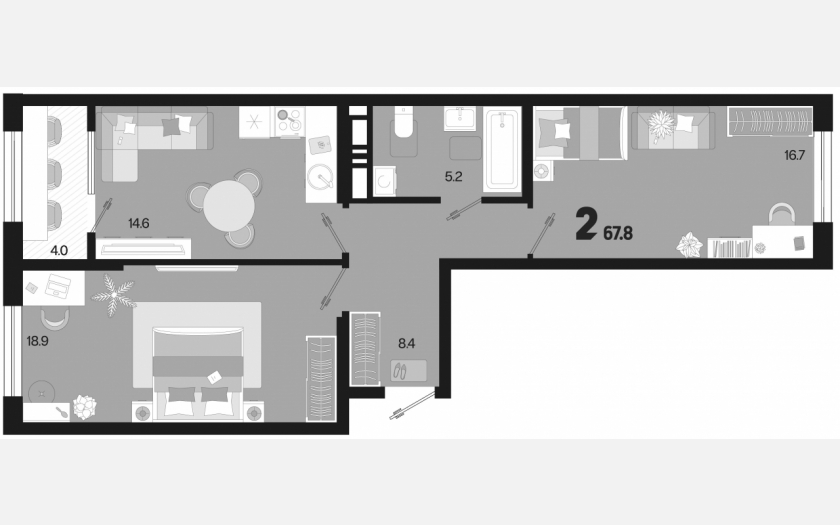 <span>Продается 2-комн. квартира,</span><span>63.80 м², 13/18 этаж </span> фото 0