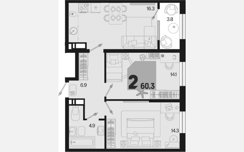 <span>Продается 3-комн. квартира,</span><span>56.50 м², 18/18 этаж </span> фото 0