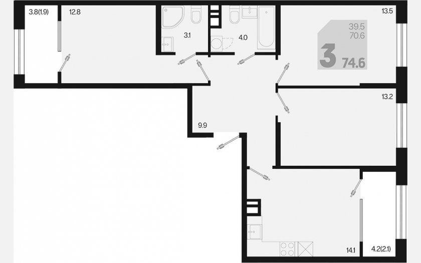<span>Продается 3-комн. квартира,</span><span>70.60 м², 9/9 этаж </span> фото 0