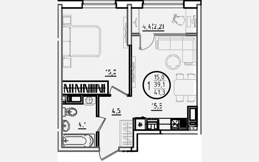 <span>Продается 1-комн. квартира,</span><span>39.10 м², 6/18 этаж </span> фото 0