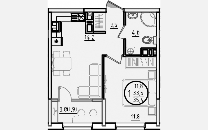 <span>Продается 1-комн. квартира,</span><span>33.50 м², 8/9 этаж </span> фото 0