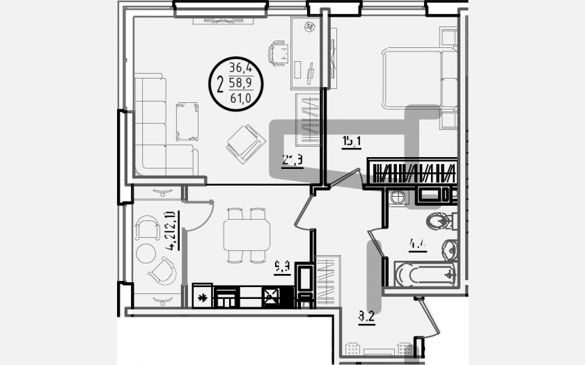 <span>Продается 2-комн. квартира,</span><span>58.90 м², 10/18 этаж </span> фото 0