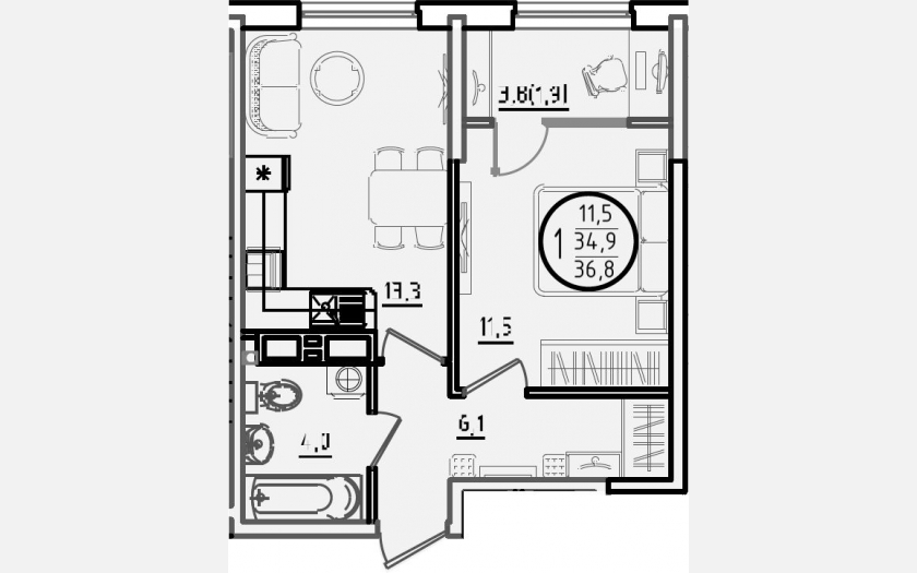 <span>Продается 2-комн. квартира,</span><span>34.90 м², 9/18 этаж </span> фото 0