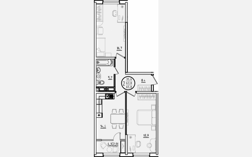 <span>Продается 2-комн. квартира,</span><span>63.80 м², 7/18 этаж </span> фото 0