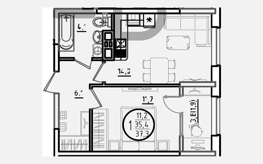 <span>Продается 1-комн. квартира,</span><span>35.40 м², 3/9 этаж </span> фото 0
