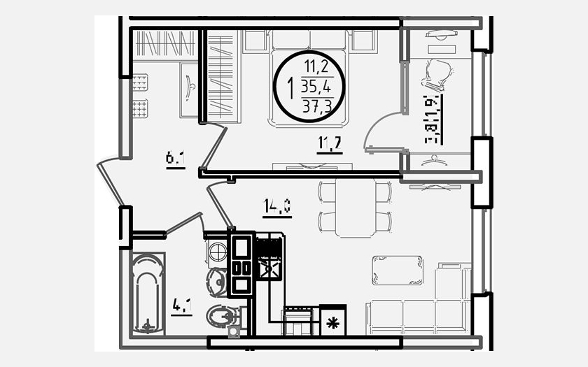 <span>Продается 1-комн. квартира,</span><span>35.40 м², 5/9 этаж </span> фото 0