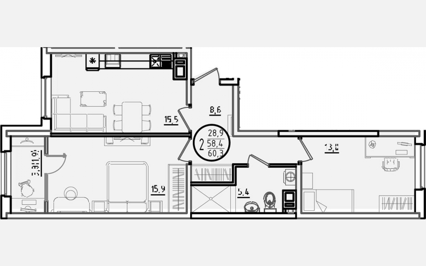 <span>Продается 2-комн. квартира,</span><span>58.40 м², 5/9 этаж </span> фото 0