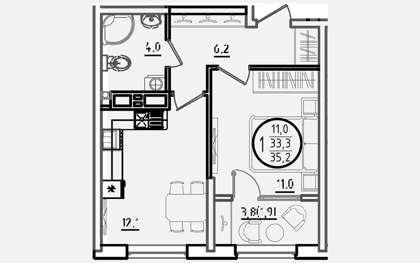 <span>Продается 1-комн. квартира,</span><span>33.30 м², 11/18 этаж </span> фото 0