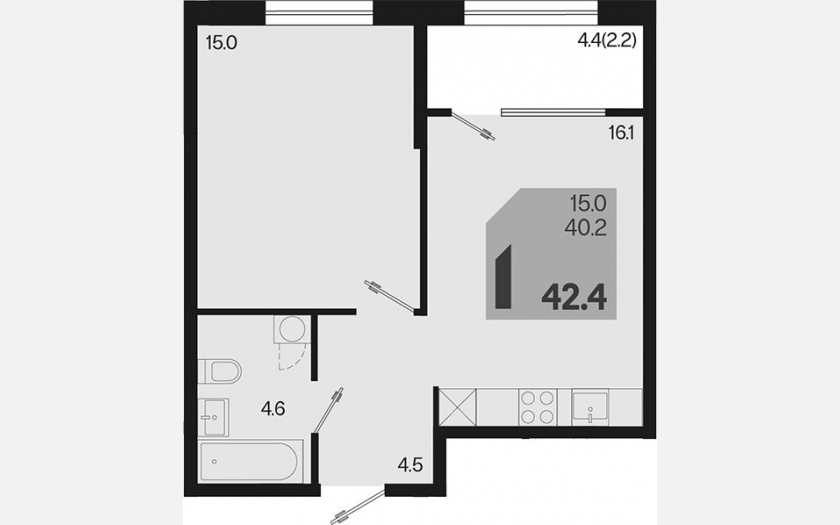 <span>Продается 1-комн. квартира,</span><span>40.20 м², 2/18 этаж </span> фото 0