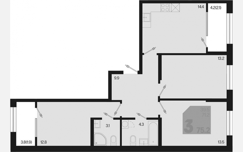 <span>Продается 3-комн. квартира,</span><span>71.20 м², 2/9 этаж </span> фото 0