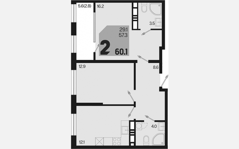<span>Продается 2-комн. квартира,</span><span>57.30 м², 18/18 этаж </span> фото 0