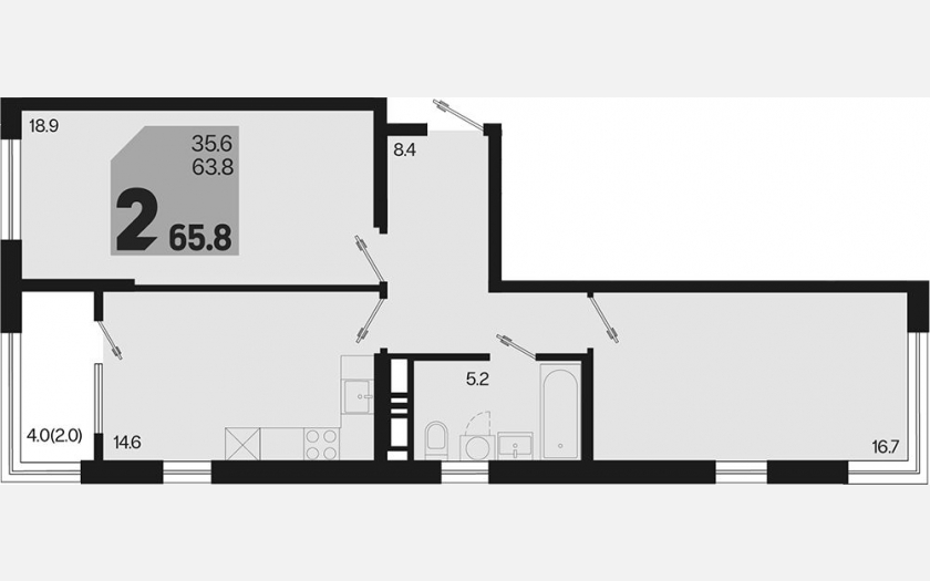 <span>Продается 2-комн. квартира,</span><span>63.80 м², 18/18 этаж </span> фото 0