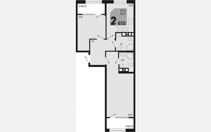 <span>Продается 2-комн. квартира,</span><span>62.60 м², 9/9 этаж </span> фото 0