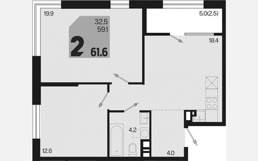 <span>Продается 2-комн. квартира,</span><span>59.10 м², 9/9 этаж </span> фото 0